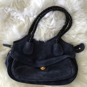 Blue Suede Leather Purse Medium